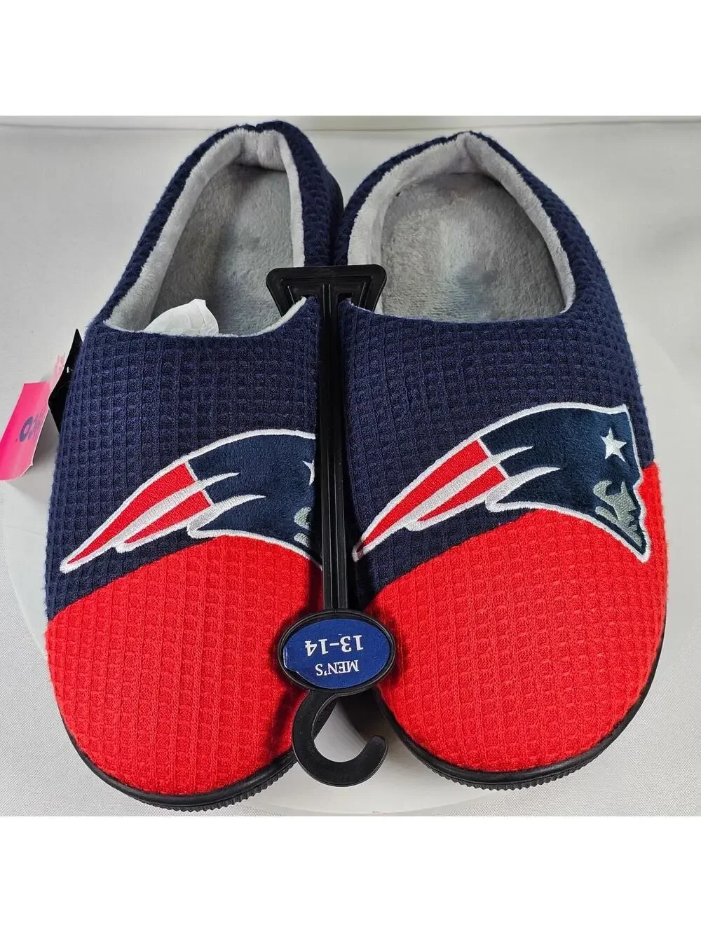 FOCO New England Patriots Mens XL 13-14 Waffle Knit Clog Slippers NFL Navy Red